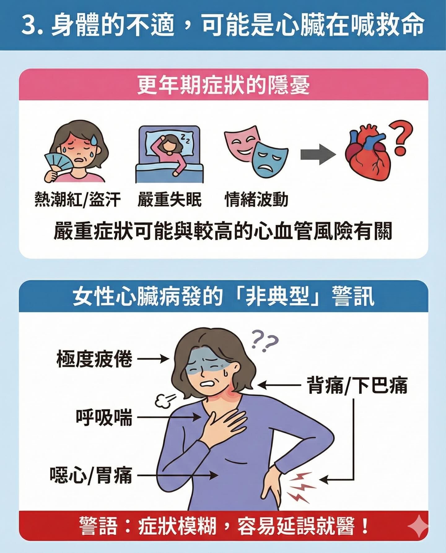身體的不適,可能是心臟在喊救命——女性非典型警訊