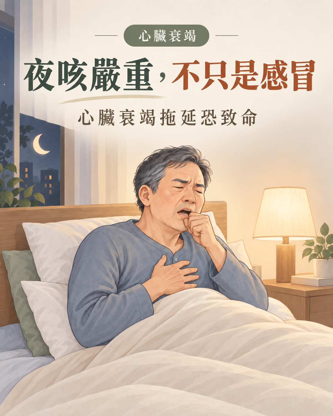 夜咳嚴重，不只是感冒─心臟衰竭拖延恐致命！